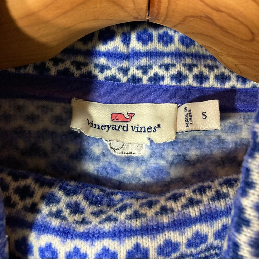 Vineyard Vines FairIsle Pullover Sweater Drawstring Funnel Neck Pockets Sz S - Picture 3 of 11